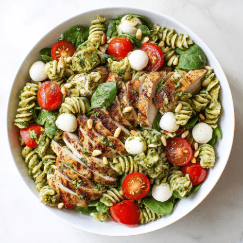 Grilled Chicken Pesto Pasta Salad