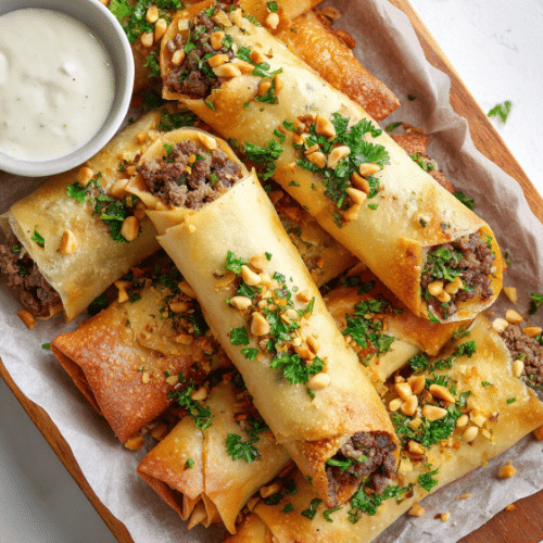 Lebanese Meat & Pine Nut Rolls (Sambousek Rolls)