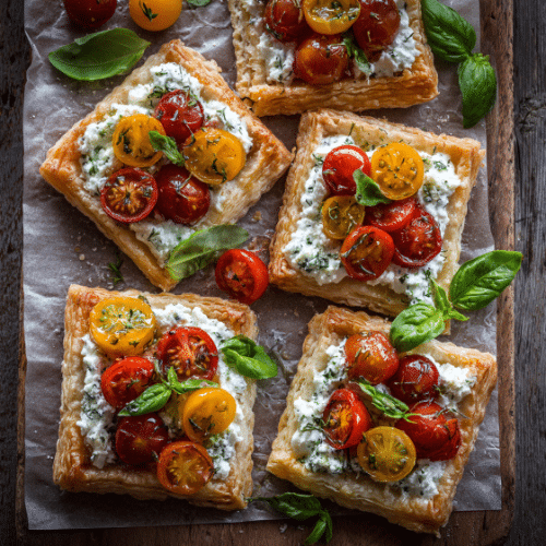 Heirloom Tomato & Ricotta Puff Pastry Tarts