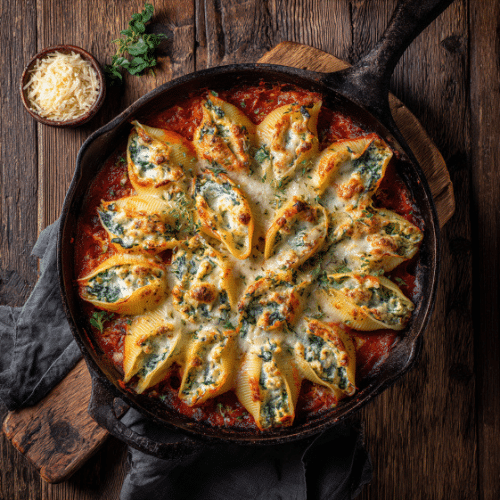 Spinach & Ricotta Stuffed Shells in Marinara