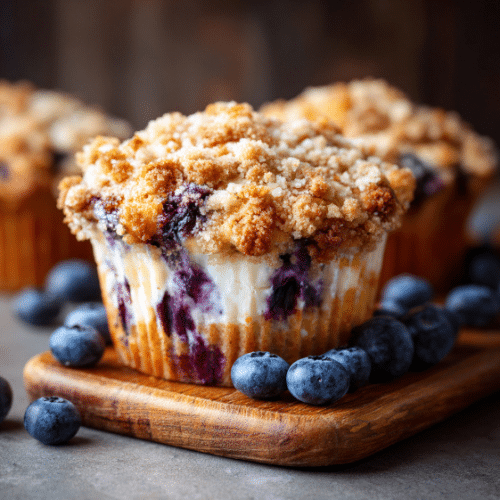 Blueberry Cream Cheese Muffins with Streusel Topping