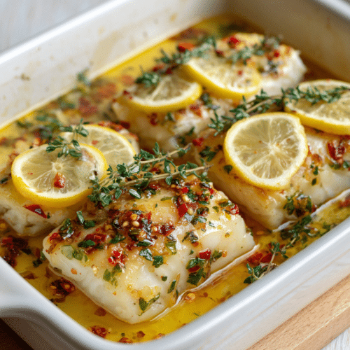 Lemon Garlic Butter Baked Cod