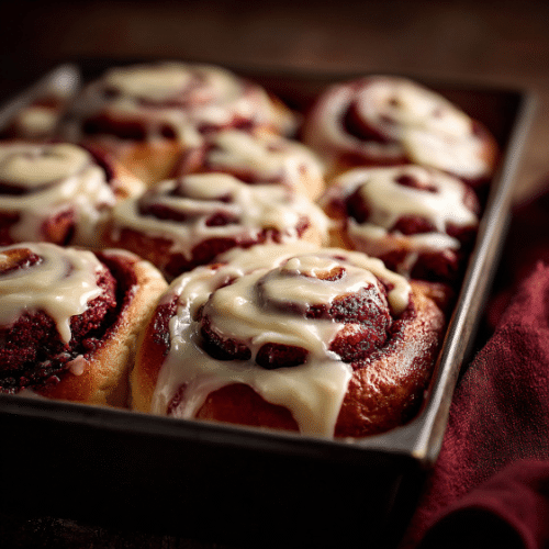 Red Velvet Cinnamon Rolls with Cream Cheese Glaze