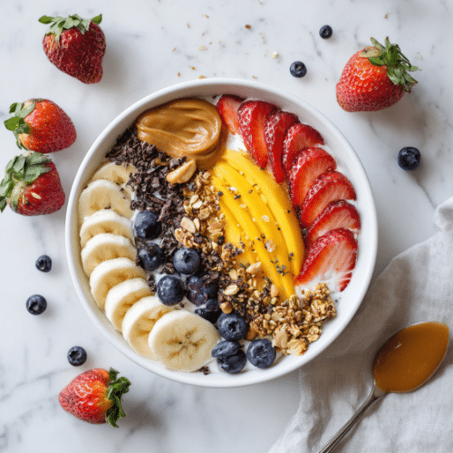 Rainbow Greek Yogurt Bowl with Fresh Fruit & Granola