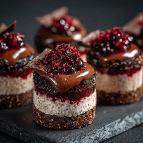 Dark Chocolate Berry Crunch Cakes
