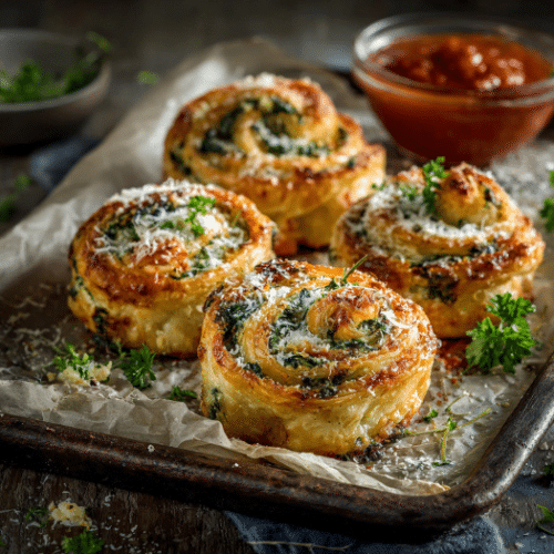 Spinach and Feta Puff Pastry Rolls