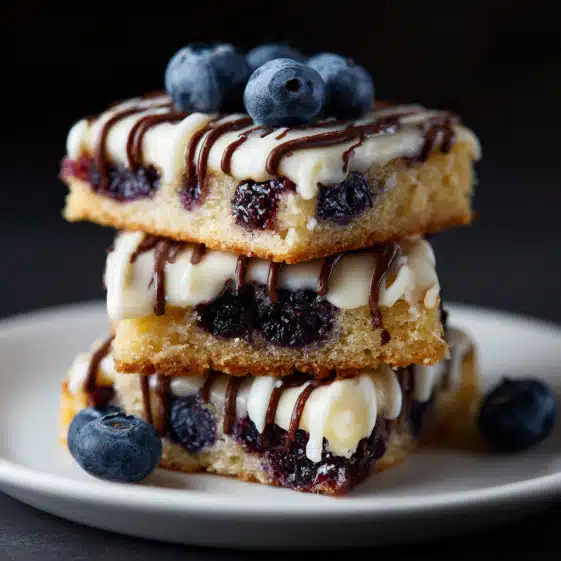 Blueberry Lemon Bars with Vanilla Drizzle
