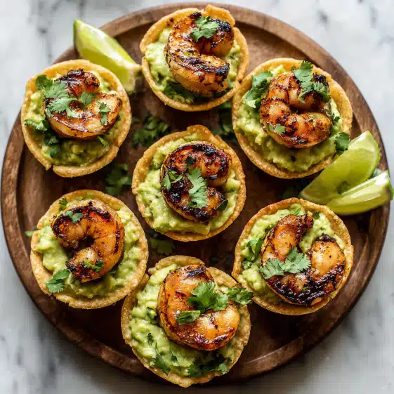 Guacamole Shrimp Bites in Mini Tortilla Cups