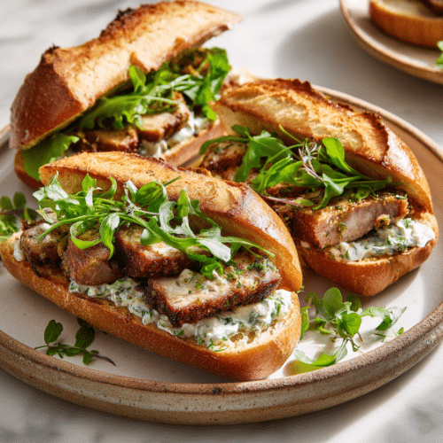 Herb-Crusted Pork Baguette with Garlic Aioli