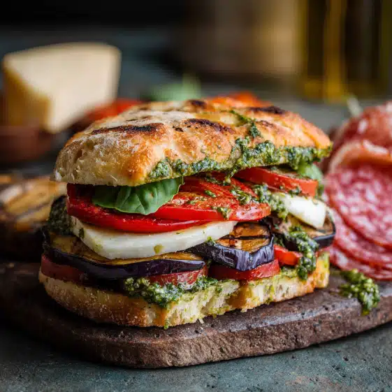 Italian Herb Focaccia Caprese Sandwich