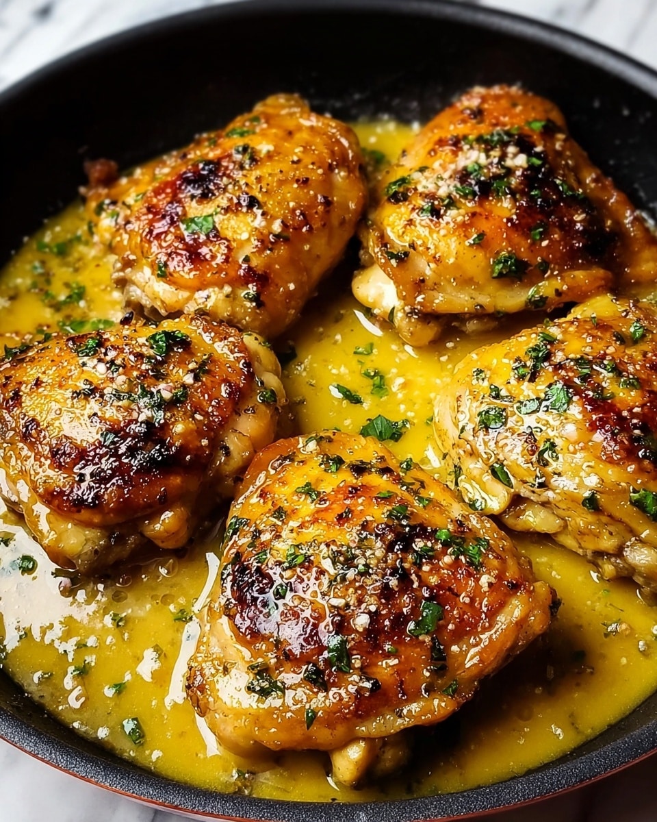 Bobby Flay’s Juicy Chicken Thighs in Creamy Garlic Lemon Thyme Sauce Recipe - Recipe Image