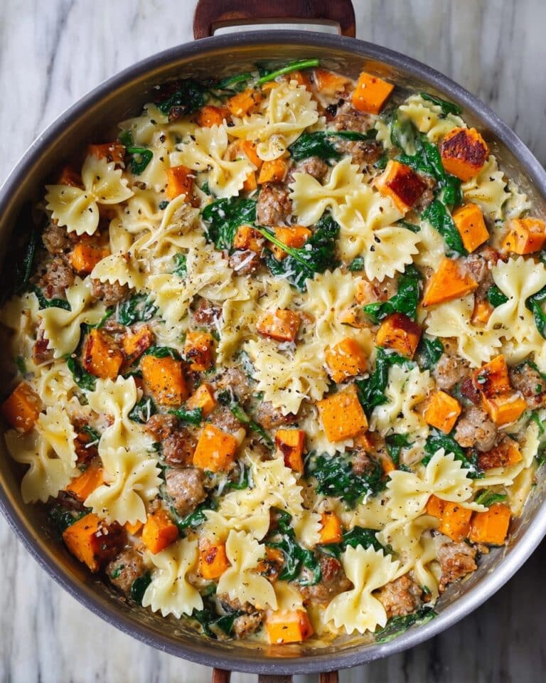 Creamy Roasted Butternut Squash Pasta with Sausage and Spinach Recipe