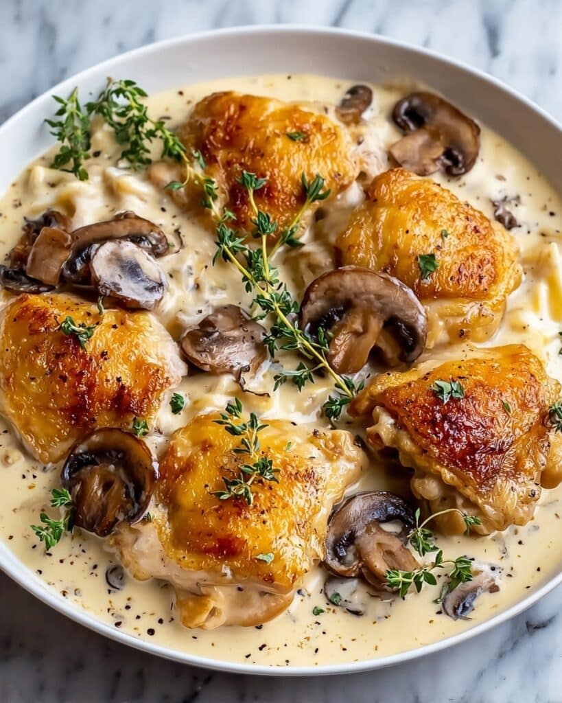 Savory Chicken in a Creamy Asiago Mushroom Sauce Recipe