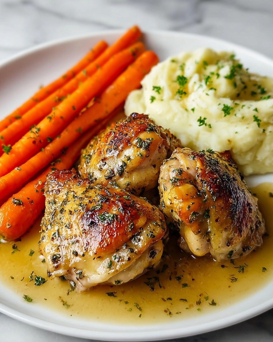 Garlic Herb Chicken with Roasted Carrots and Mashed Potatoes Recipe - Recipe Image