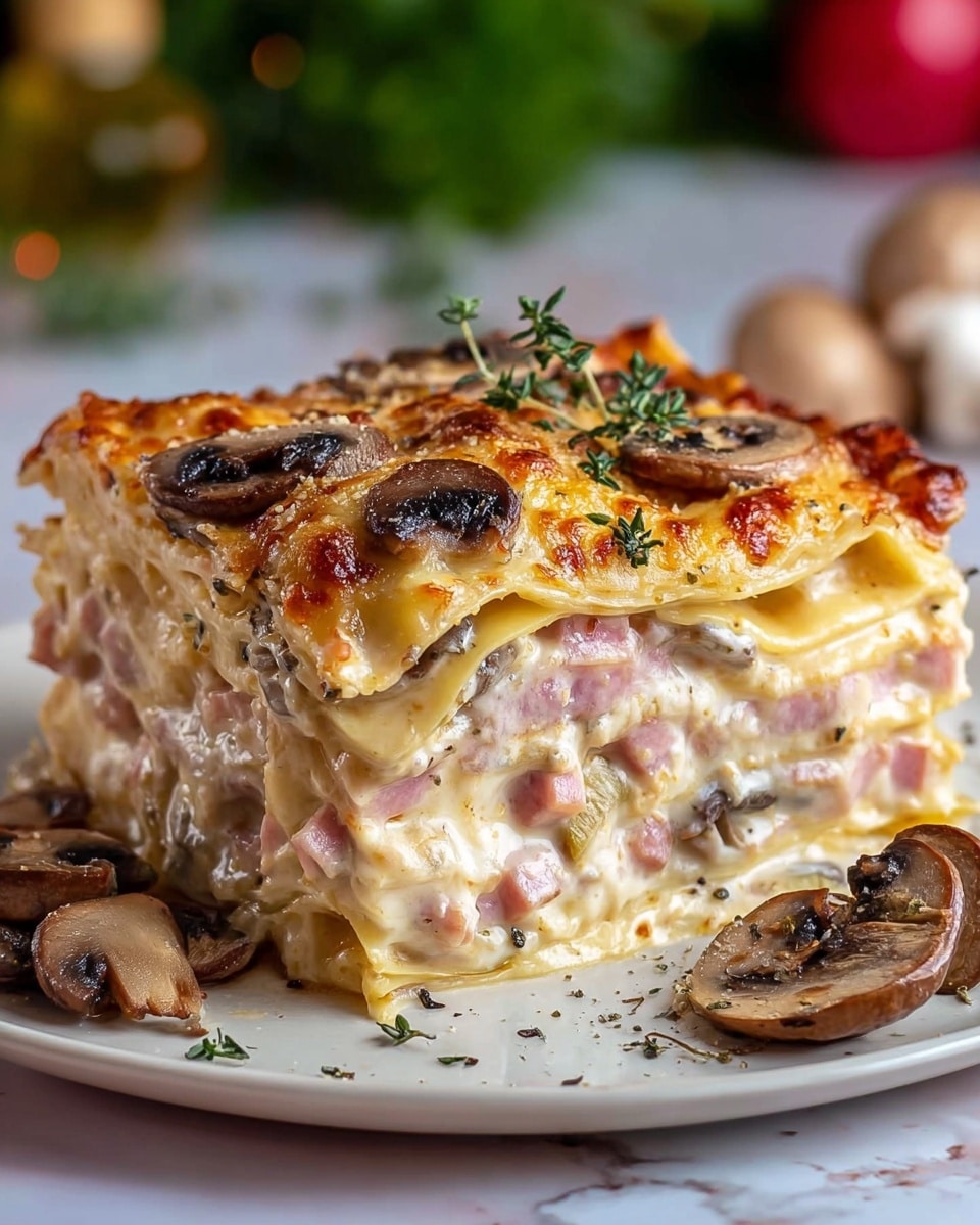 Ham, Mushroom & Cheese Lasagna Recipe - Recipe Image