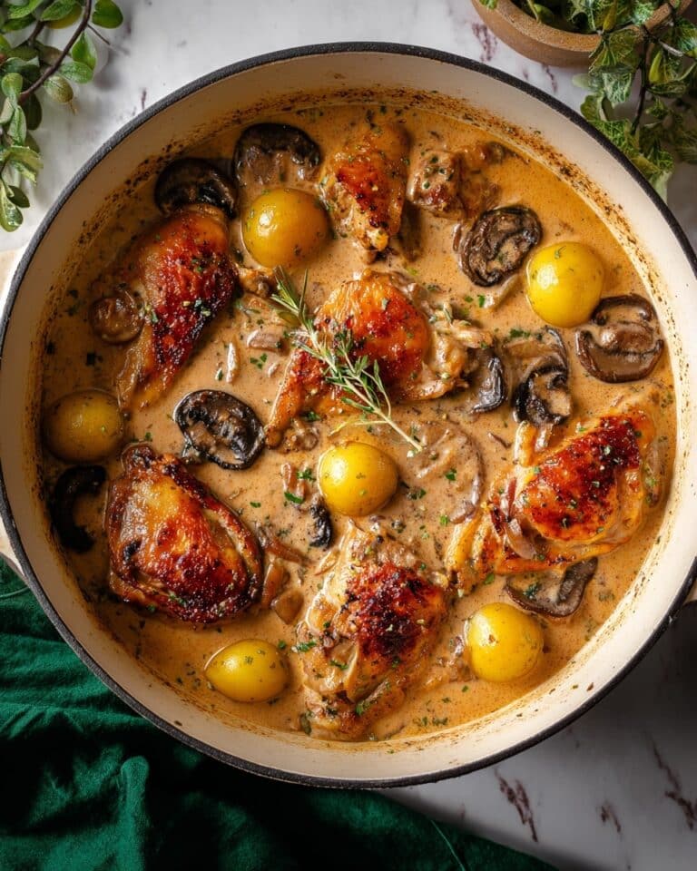 Herb Roasted Chicken in Creamy White Wine Sauce Recipe