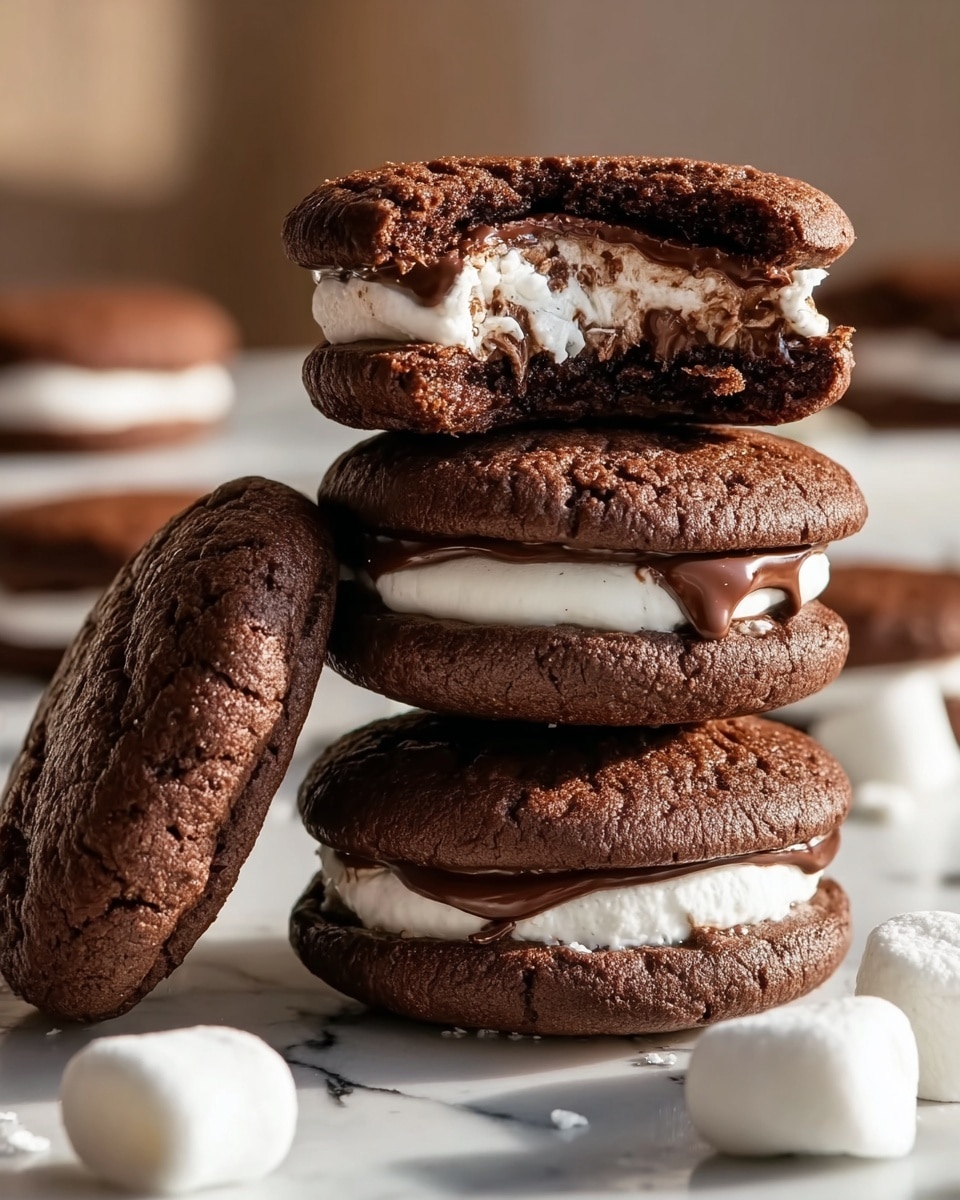 Marshmallow and Nutella Stuffed Chocolate Cookies Recipe