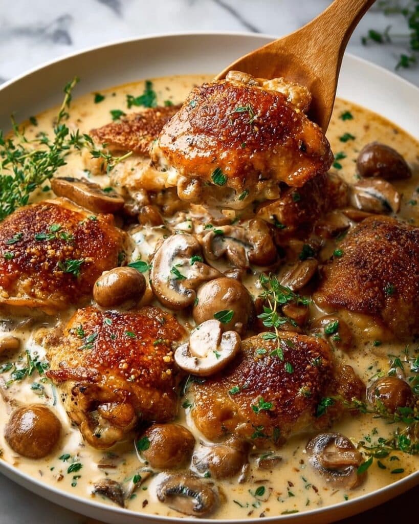 Creamy Chicken Fricassee with Mushrooms and Pearl Onions Recipe