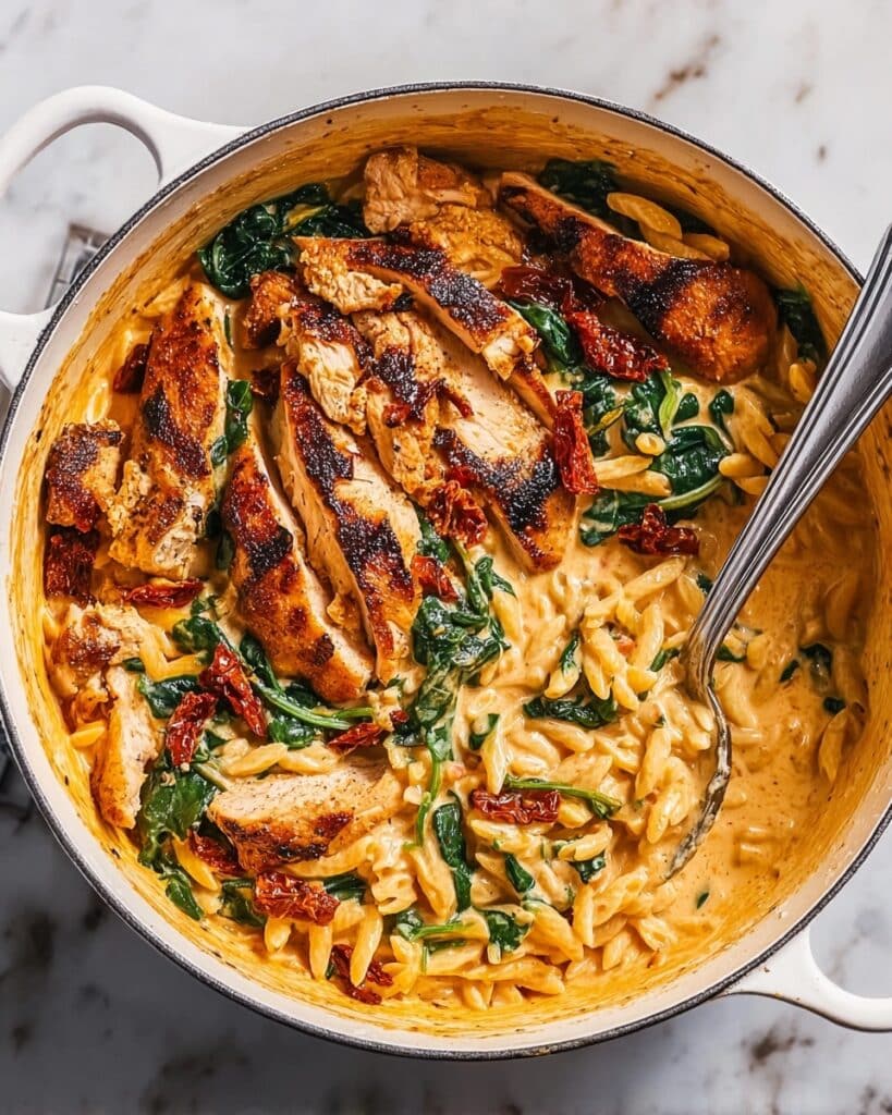 Creamy Sun-Dried Tomato Chicken Orzo Recipe