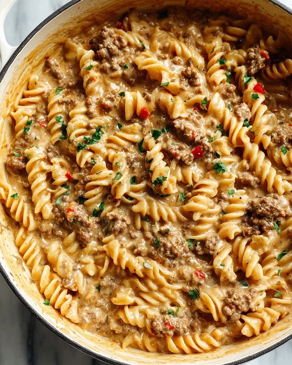 Stovetop Creamy Ground Beef Pasta Recipe - Recipe Image