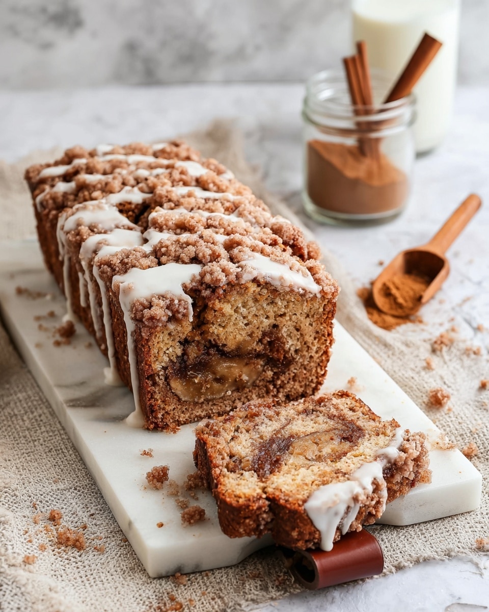 Vegan Cinnamon Swirl Banana Bread with Cinnamon Crumble Recipe - Recipe Image