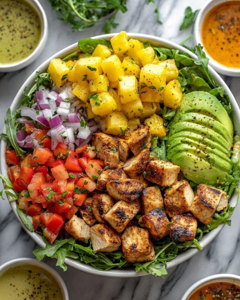 Hawaiian Chicken Salad with Sliced Chicken and Seared Pineapple Recipe