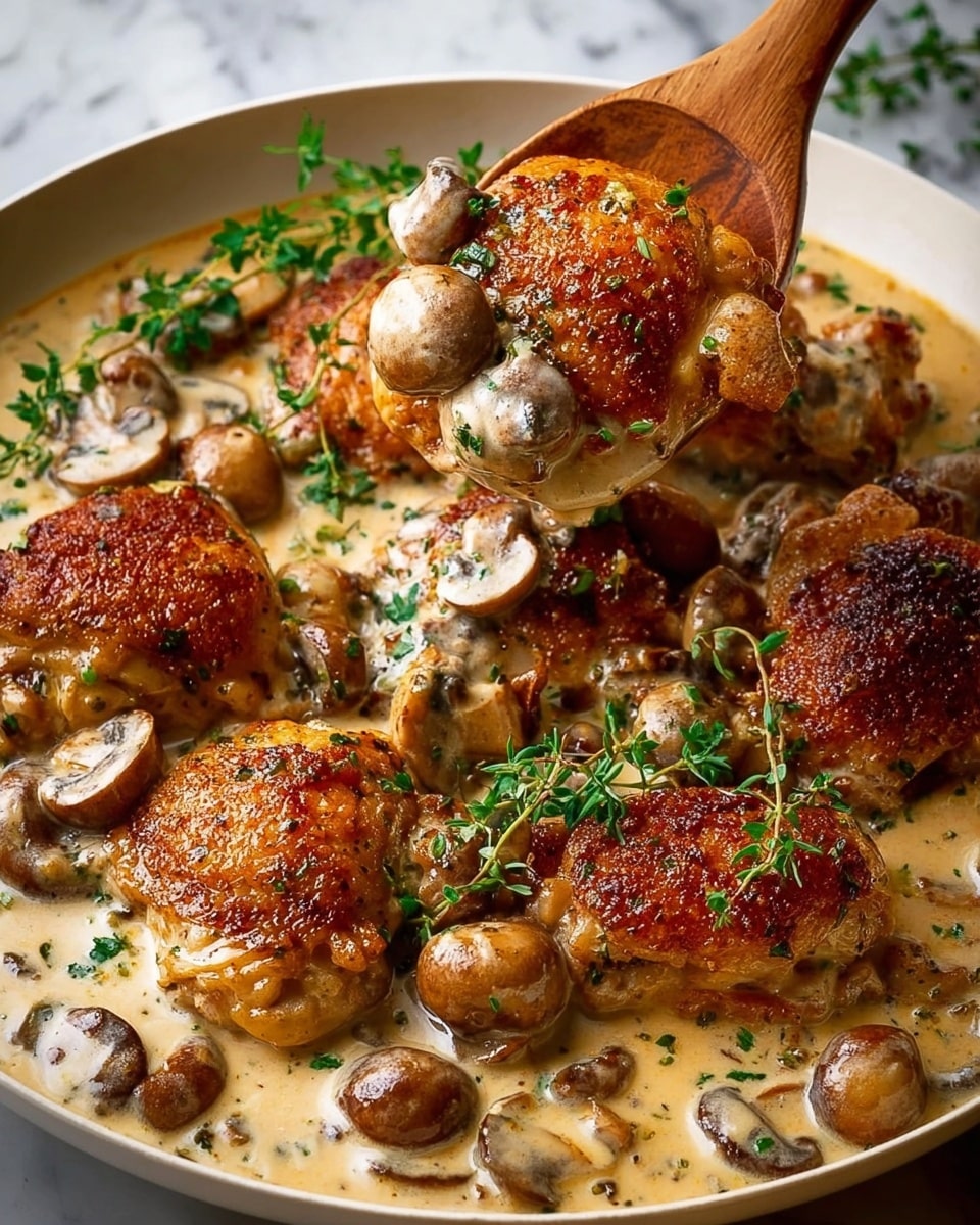Creamy Chicken Fricassee with Mushrooms and Pearl Onions Recipe - Recipe Image