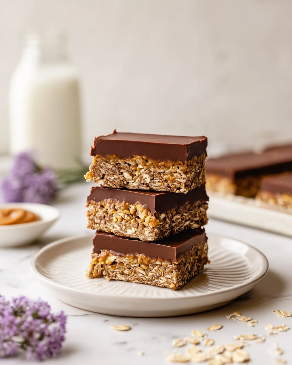 Chocolate Peanut Butter Banana Oatmeal Breakfast Bars Recipe - Recipe Image