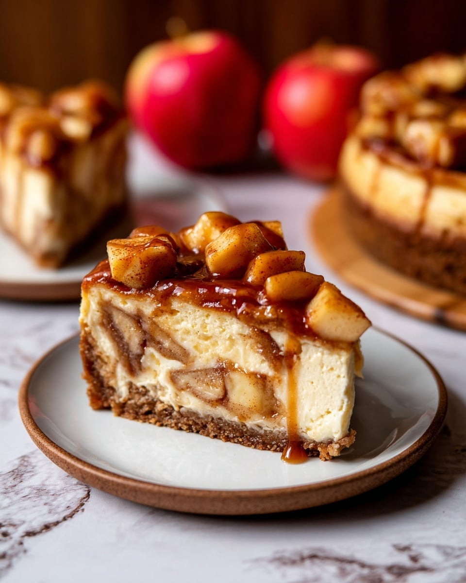 Apple Pie Cheesecake with Caramel Cinnamon Apples Recipe - Recipe Image