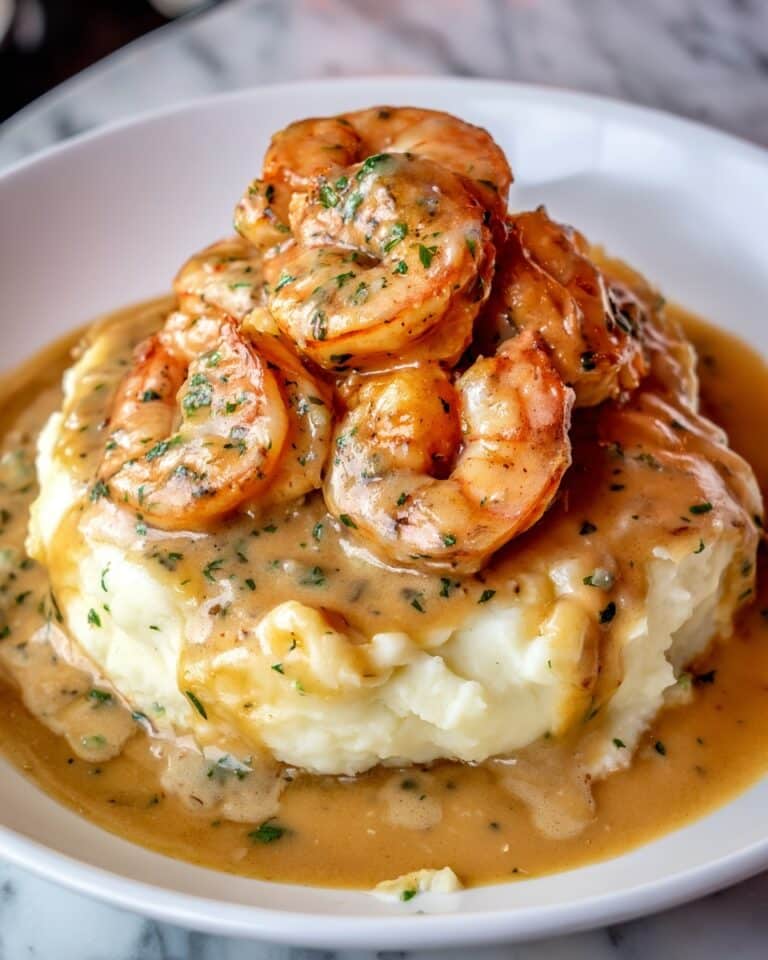 Creamy Garlic Shrimp Over Mashed Potatoes Recipe