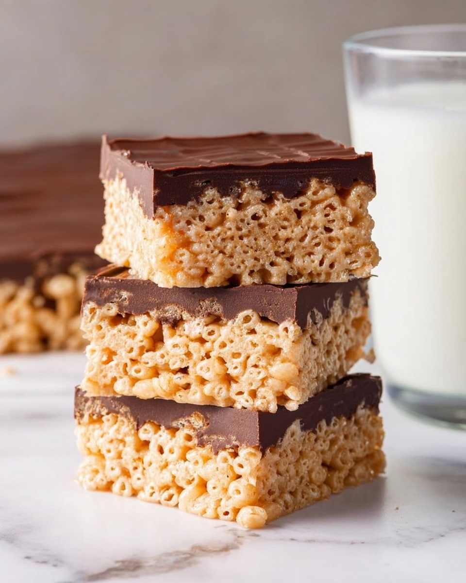 Peanut Butter Rice Krispie Treats with Chocolate Drizzle Recipe - Recipe Image