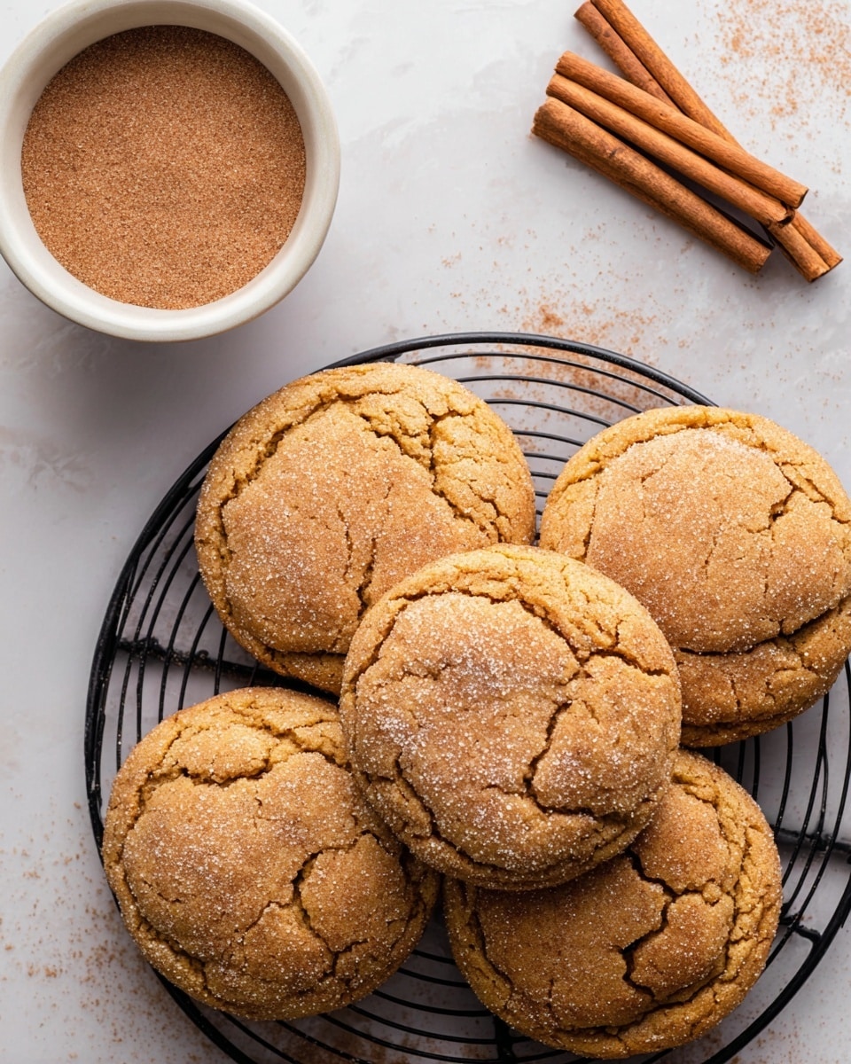 This image shows a close-up of two textured cookies, one whole and one split in half resting on top of the whole cookie, revealing a soft, moist inside with a rich brown and golden orange color. The cookie surface is rough with visible sugar granules sprinkled on top, giving it a slightly crunchy look. In the background, there are more cookies with the same texture resting on a wire cooling rack, placed on a white marbled surface. The lighting is warm and natural, highlighting the cookies' crumbly but tender texture. photo taken with an iphone --ar 4:5 --v 7