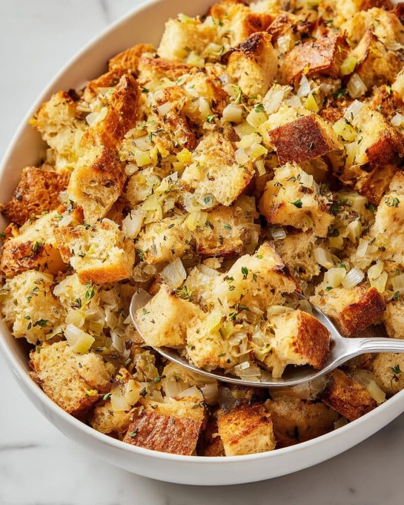 Classic Crusty Sourdough Stuffing with Leeks and Herbs Recipe