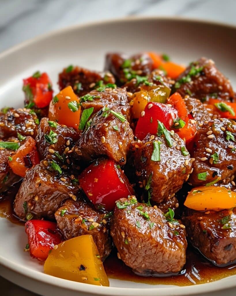 Air Fryer Honey Garlic Steak Sweet Pepper Bites Recipe