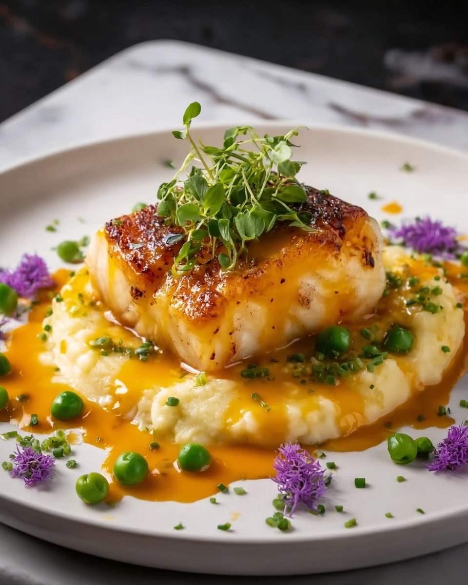 Pan-Seared Cod with Wasabi Sweet Potato Mash and Miso Glaze Recipe - Recipe Image