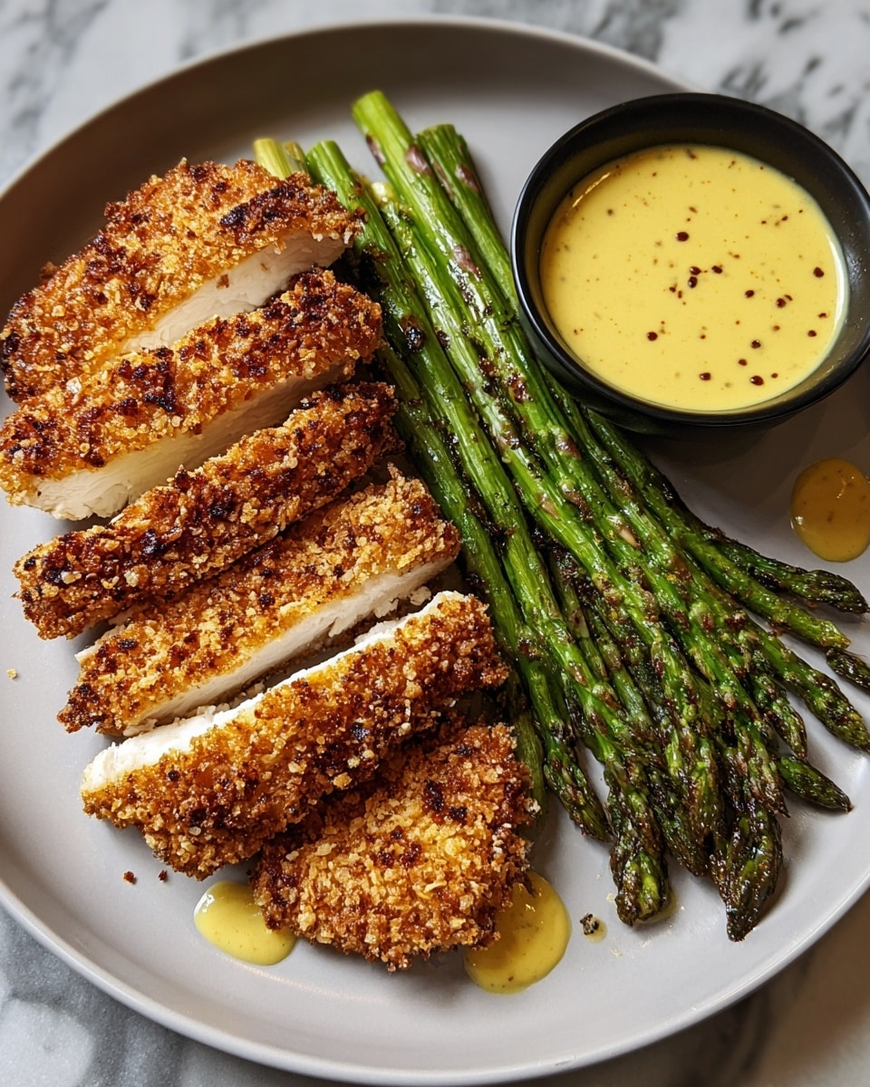 Crispy Pretzel Crusted Chicken with Cheddar Mustard Sauce Recipe - Recipe Image