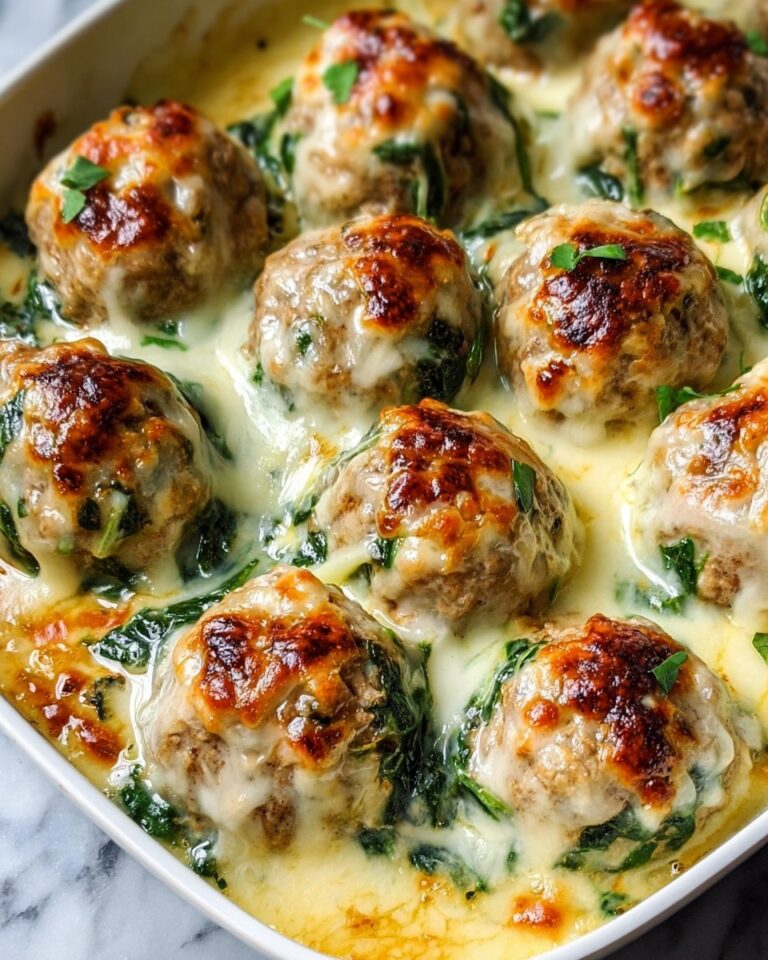 Baked Chicken Ricotta Meatballs with Spinach Alfredo Sauce Recipe