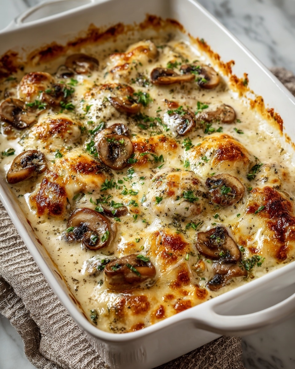 Keto Garlic Mushroom Chicken Casserole Recipe - Recipe Image