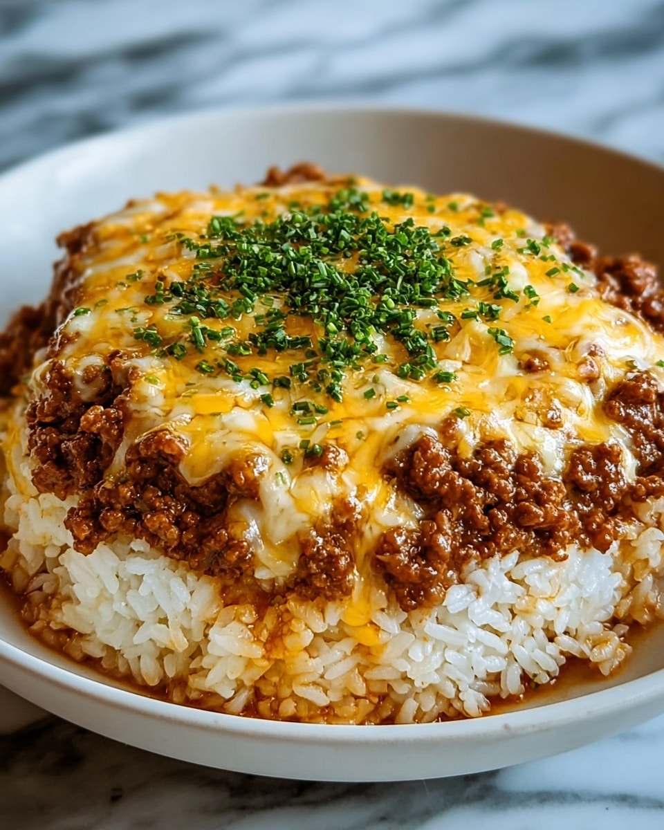 Garlic Butter Beef and Rice Skillet with Cheddar Parmesan Sauce Recipe - Recipe Image