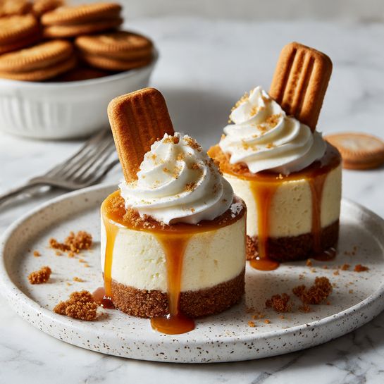 No Bake Mini Biscoff Cheesecakes Recipe - Recipe Image