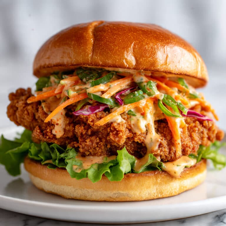 Thai Fried Chicken Sandwich with Coconut Curry Marinade and Fresh Herbs Recipe