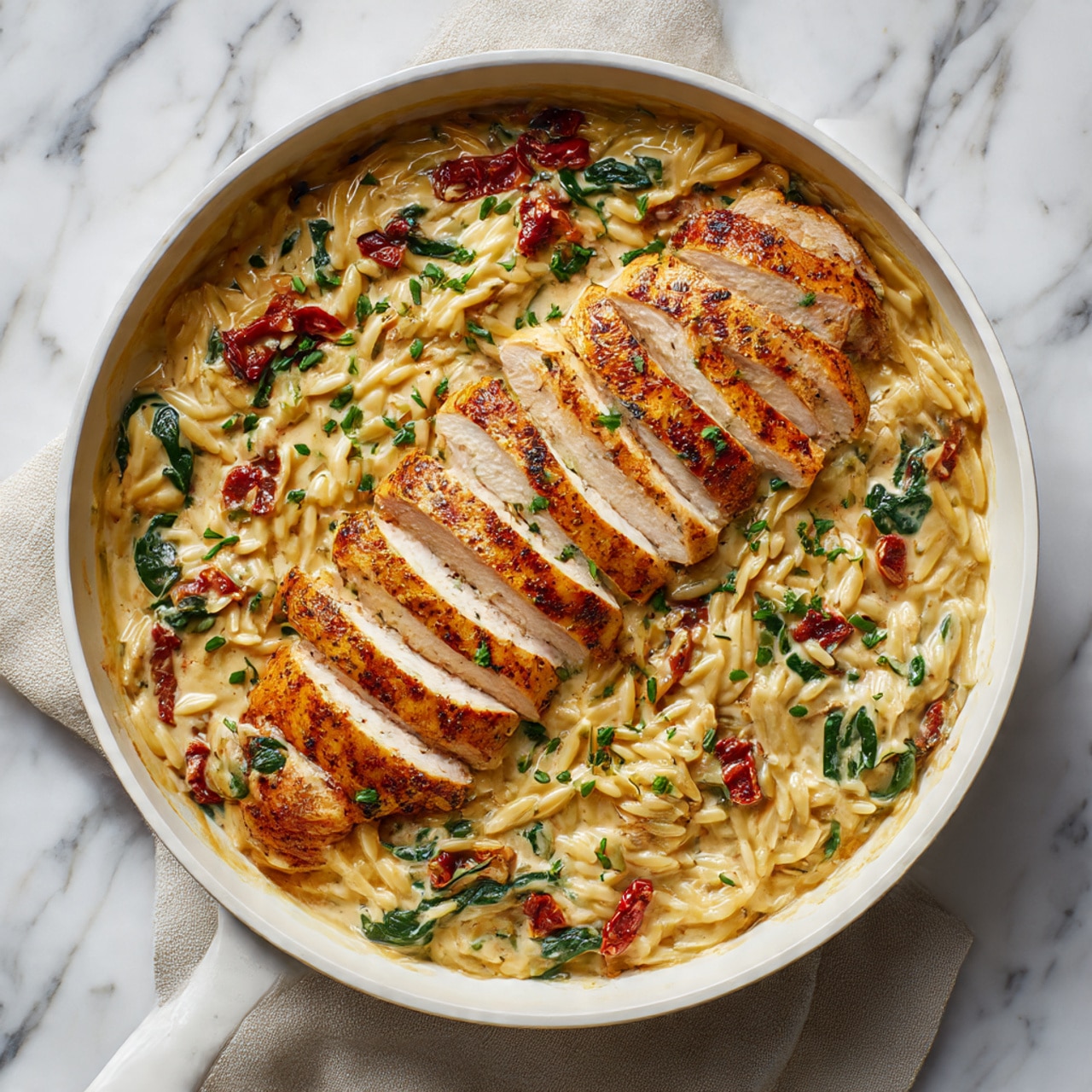 Creamy Tuscan Chicken Orzo Recipe - Recipe Image