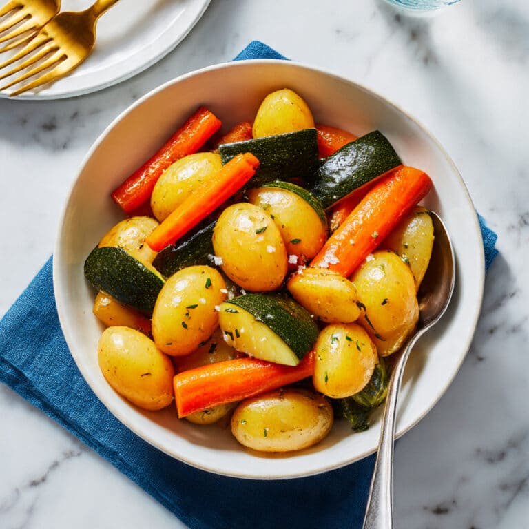Garlic Herb Roasted Potatoes, Carrots, and Zucchini Recipe
