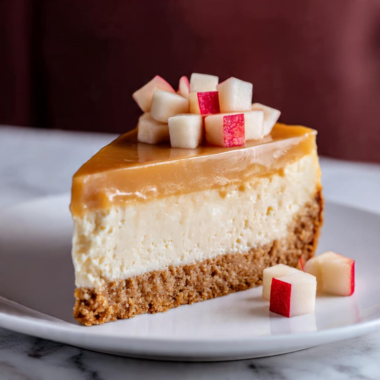 Apple Cider Cheesecake with Caramel Topping Recipe - Recipe Image