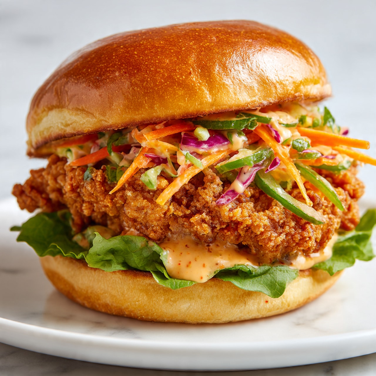 Thai Fried Chicken Sandwich with Coconut Curry Marinade and Fresh Herbs Recipe - Recipe Image