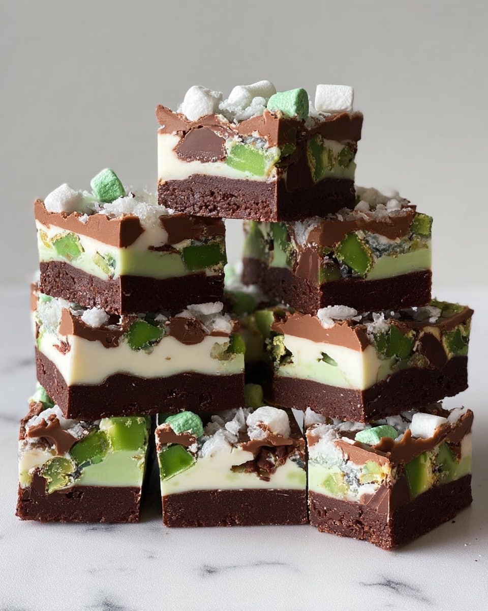 Triple-Decker Choc-Mint Rocky Road Recipe - Recipe Image