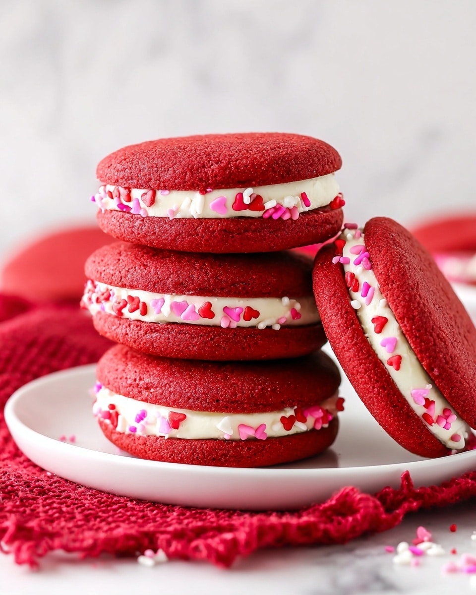 Red Velvet Cookie Sandwiches with Cream Cheese Frosting Recipe - Recipe Image