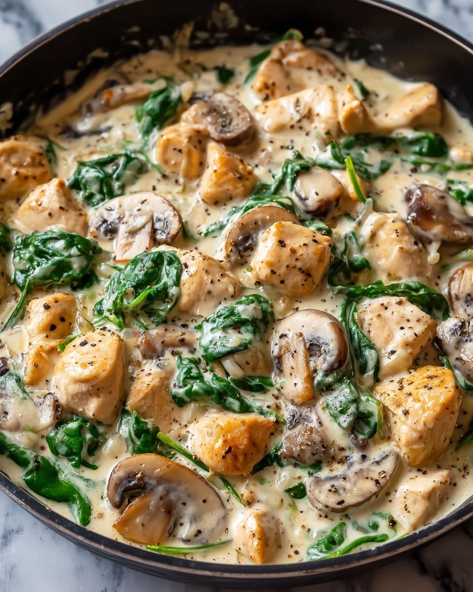 Creamy Chicken Mushroom Spinach Skillet Recipe - Recipe Image