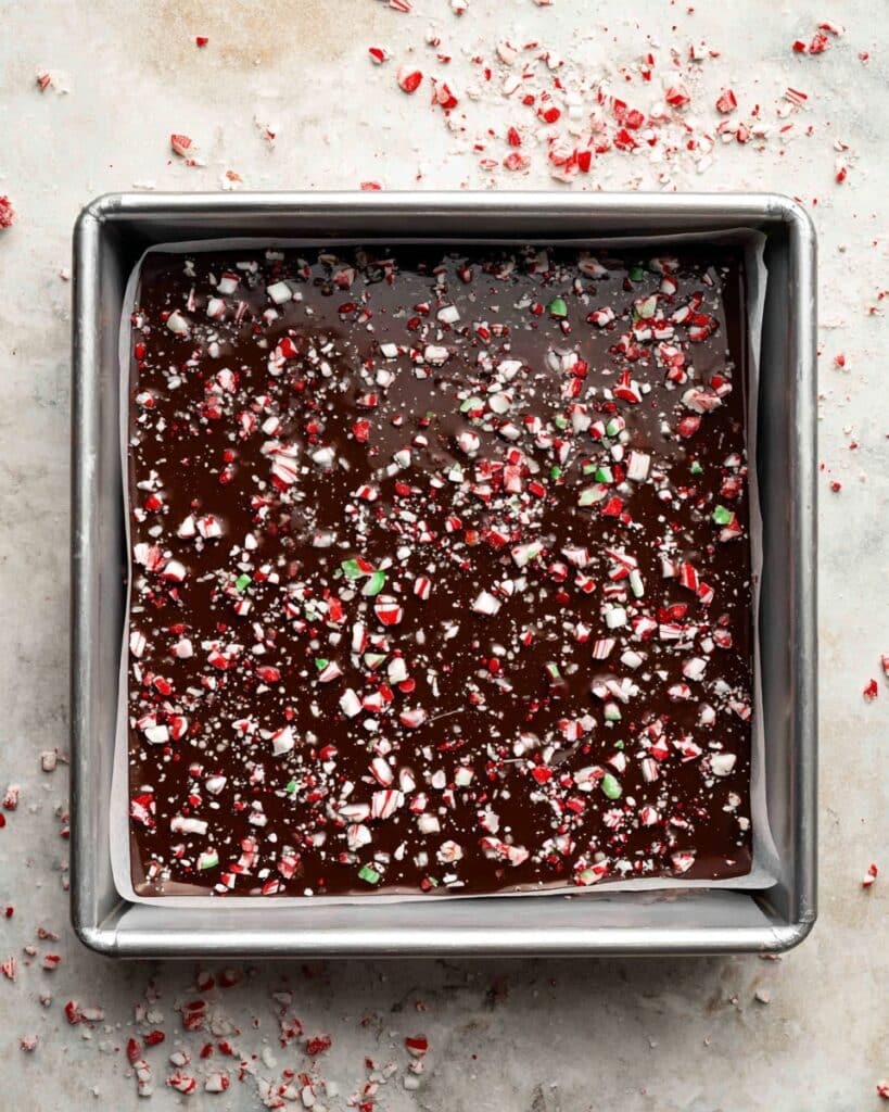 Peppermint Brownies with Peppermint Ganache and Candy Cane Topping Recipe