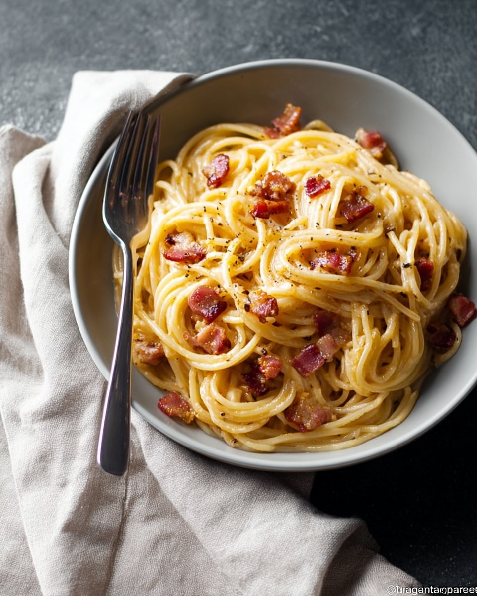 Creamy Pasta Carbonara with Crispy Bacon and Parmesan Recipe - Recipe Image